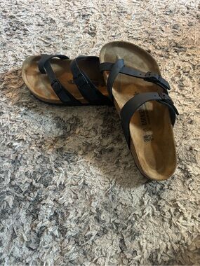 Birkenstock Black Triple-Strap Cork Footbed Sandals